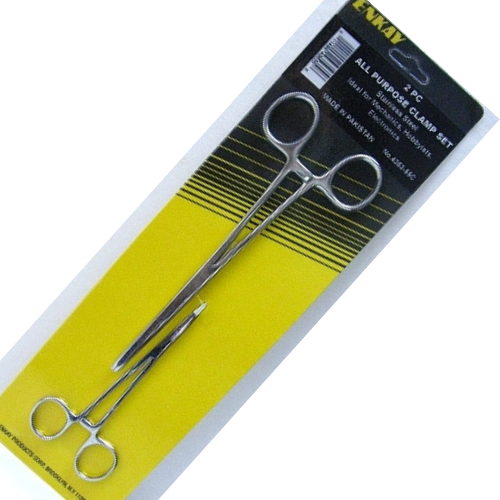 Enkay - Pair of Stainless Steel Surgical Hemostats (Clamps) 5"Curved & 7" Straight