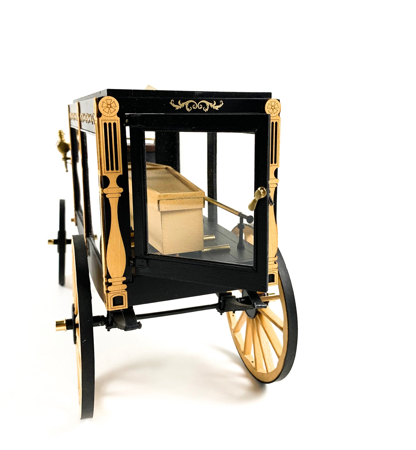 Model Trailways 1895 Horse-Drawn Hearse Wagon Wood & Metal Model Kit 1:12 Scale