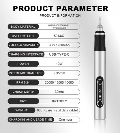 USB-Rechargeable Micro Rotary & Engraving Pen