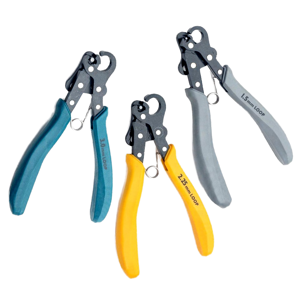Model Expo Tools -  Set of 3 Jackstay Eyebolt makers - One Step Looper Loop Pliers - 1.5mm, 2.25mm, 3.0mm