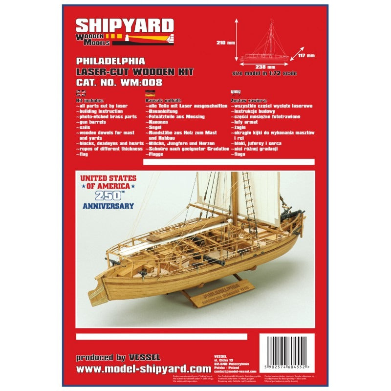 Shipyard Philadelphia American Gunboat 1776 Scale 1:72