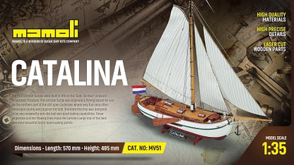 Dusek-Mamoli - Mamoli MV51 Catalina - Wood Plank-On-Frame Ship Model Kit -Length: 570 mm (23''), Height: 485 mm (19'') Scale 1/35