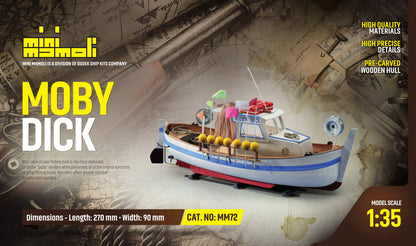 Dusek-Mamoli - Mamoli MM72 Moby Dick - Wooden model kit with pre-carved hull - Scale 1/35 - Length 10.6 in - Height 3.5 in