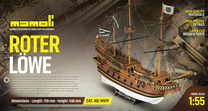 Dusek-Mamoli - Mamoli MV19 Roter Löwe - Elector of Brandenburg Galleon - Scale 1/55 - Length 28.4 in - Height 21.3 in