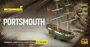 Dusek-Mamoli - Mamoli MV45 Portsmouth - Wood Plank-On-Frame Ship Model Kit - Length: 685 mm (27"), Height: 550 mm (22")