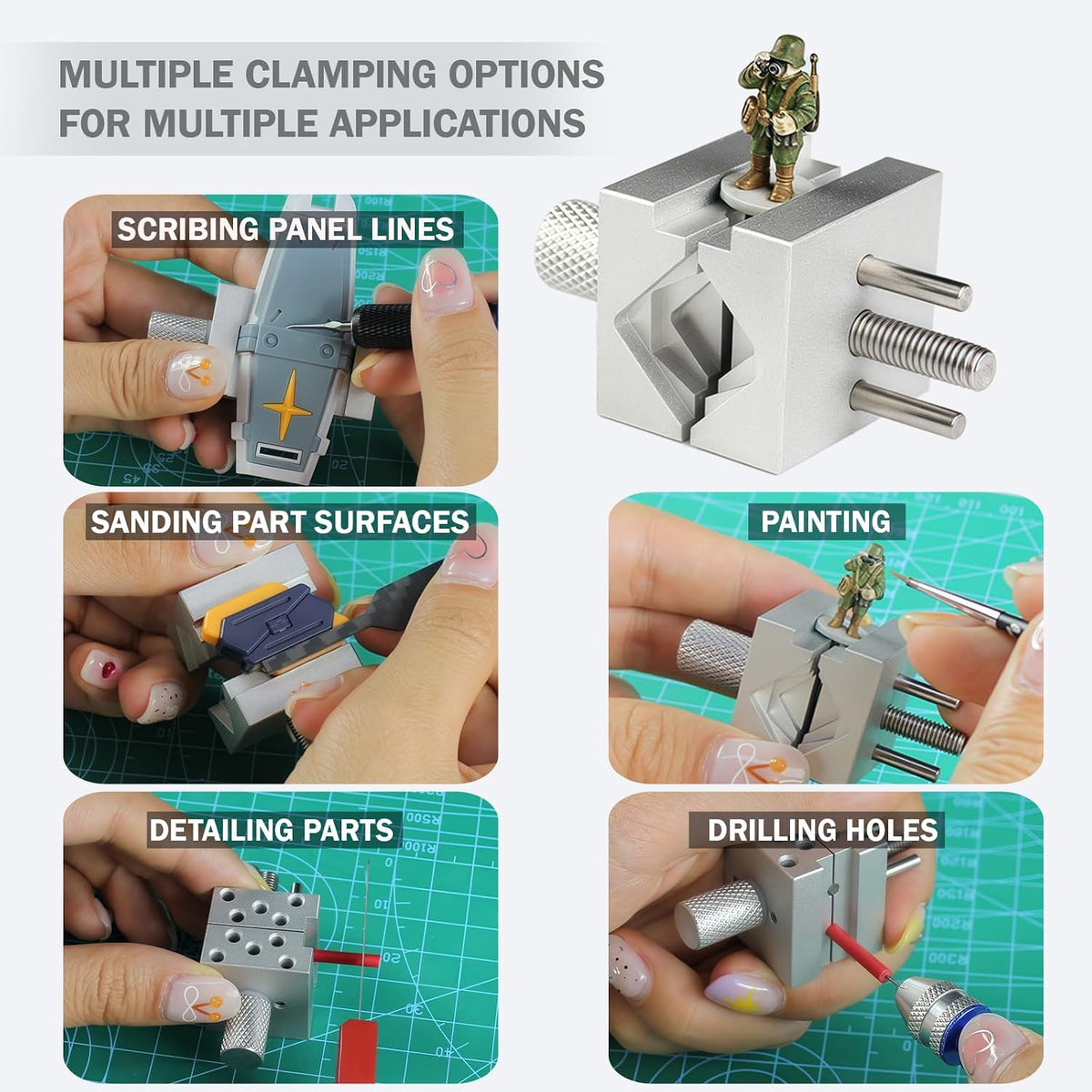 Mini Precision Vise with 10 Holding Rods for Model Building
