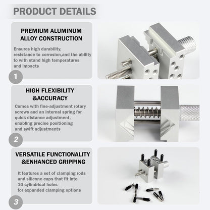 Mini Precision Vise with 10 Holding Rods for Model Building