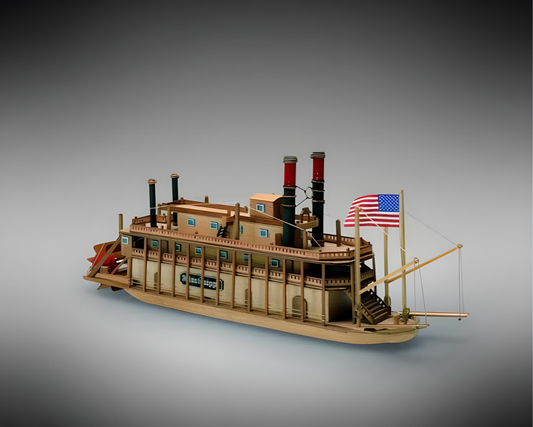 Mamoli Mississippi River Steamboat – 1:206 Scale Solid-Hull Wooden Model Kit (MM13)
