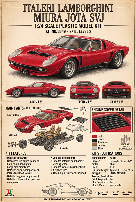 Italeri - Lamborghini Miura Jota SVJ 1:24
