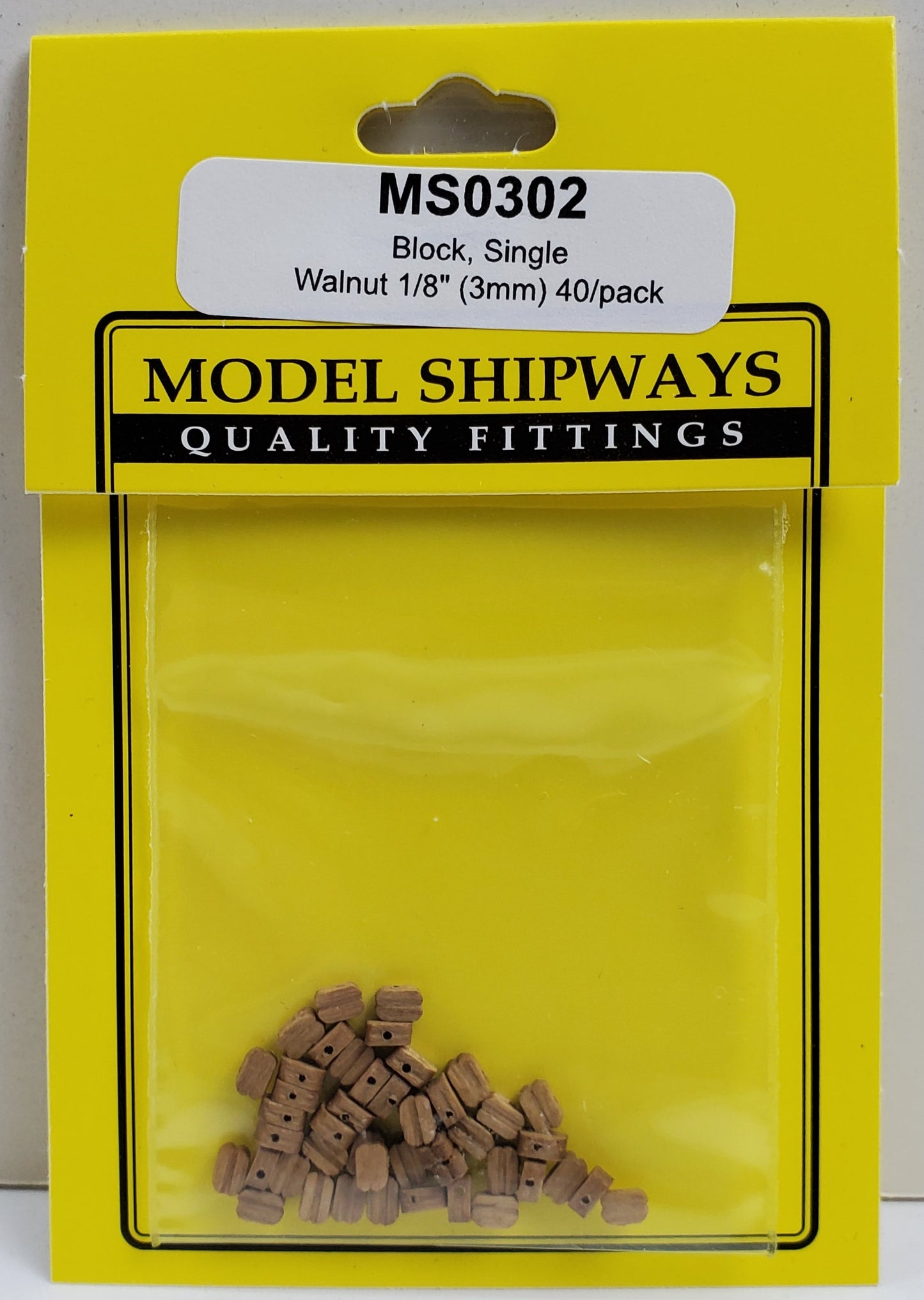 Model Expo - 1/8" (3mm) Walnut Single Sheave Block 40 pcs