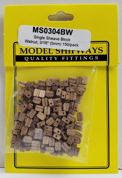 Model Expo - 3/16" (5mm) Walnut Single Sheave Block 150 pcs