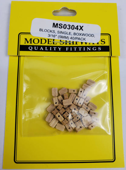 Model Expo - 3/16" (5mm) Boxwood Single Sheave Block 40 pcs