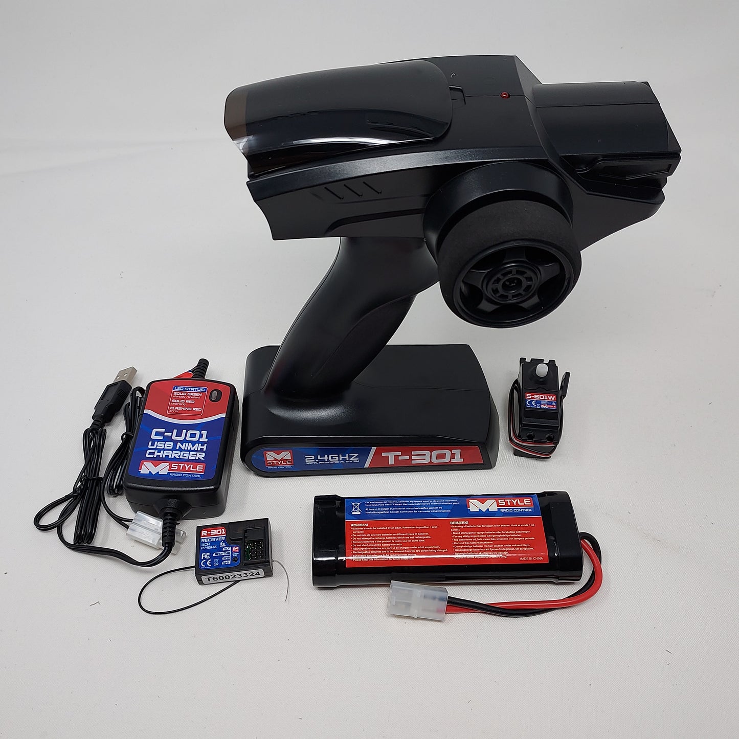 M-Style M-001 R/C set - Radioset, servo, battery and charger