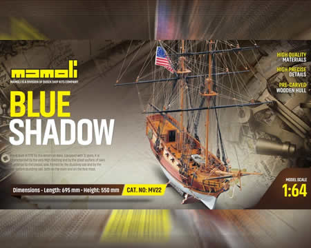 Dusek-Mamoli - Mamoli MV22 - Blue Shadow - Wood Plank-On-Bulkhead Model Ship Kit - Scale 1/64 - Length 695 MM (28")
